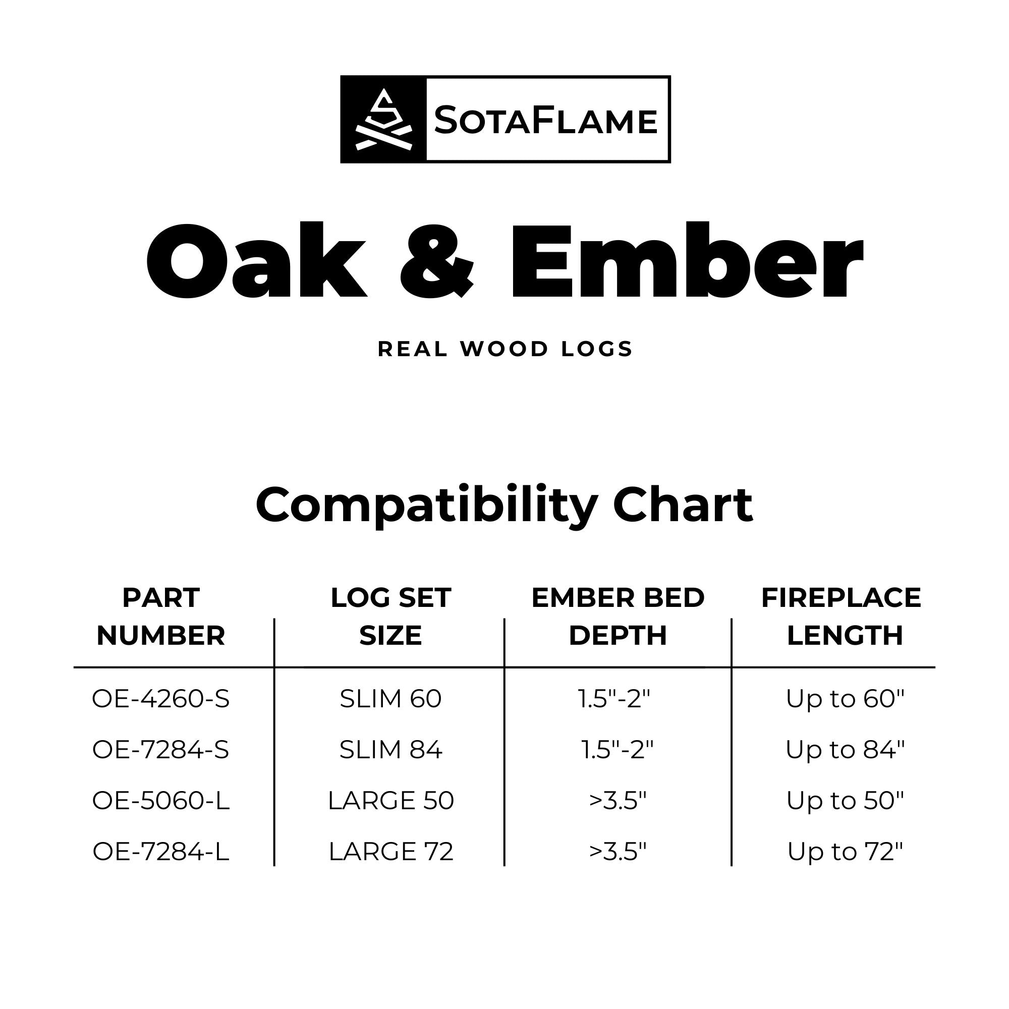 Large Oak & Ember Real Wood Log Kit - for Deep Electric Fireplaces