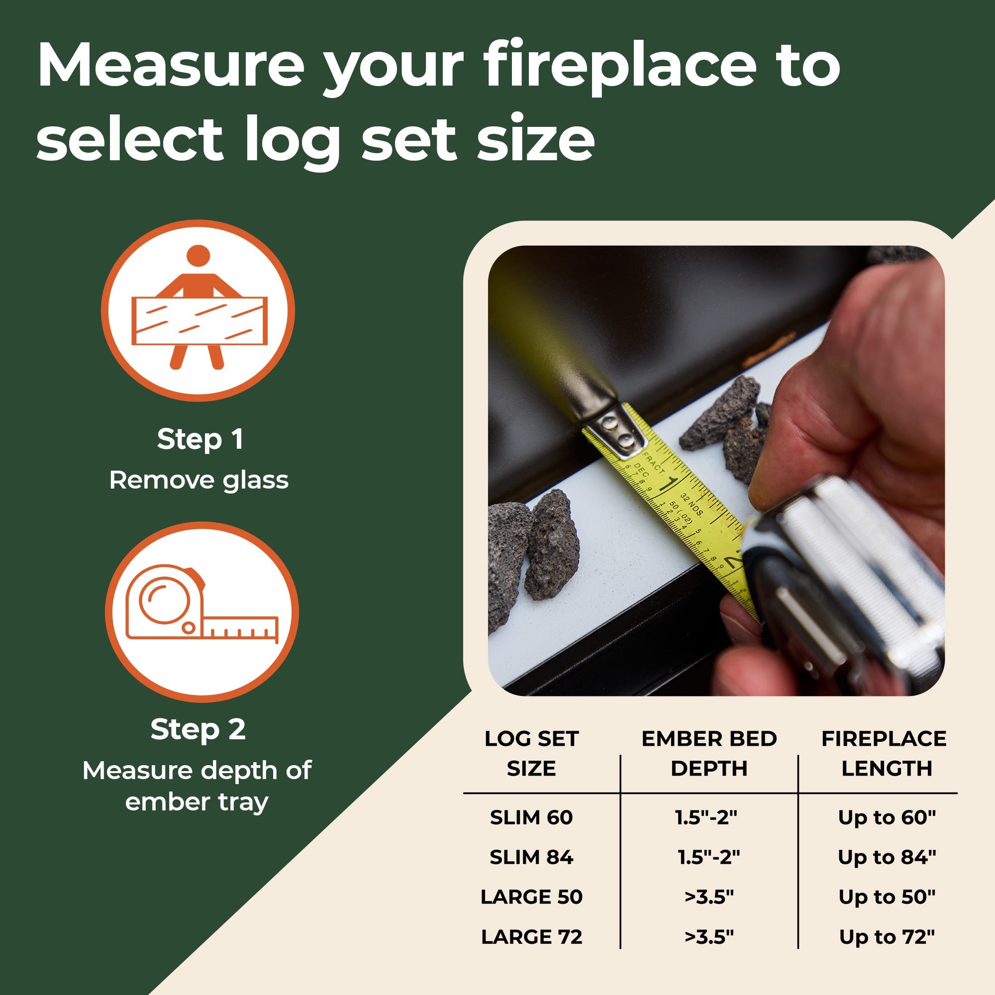 Large Oak & Ember Real Wood Log Kit - for Deep Electric Fireplaces