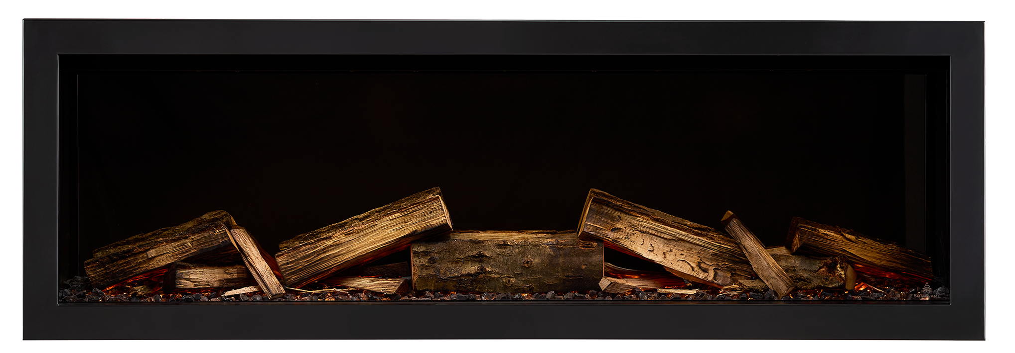SotaFlame Nordeast real Wood logs arranged in a fireplace with a dark background