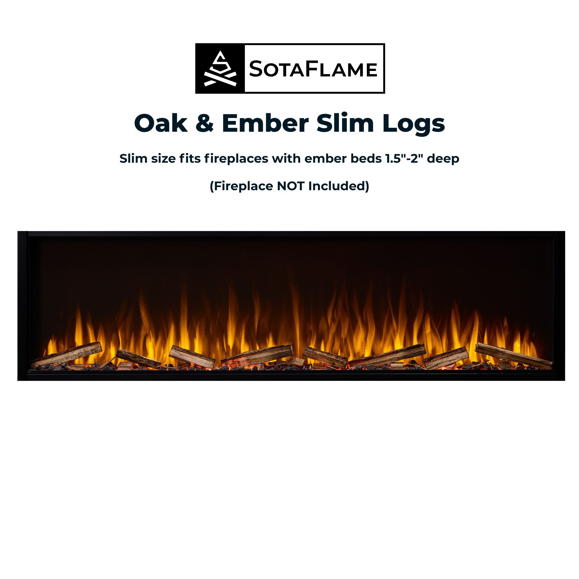 Slim Oak & Ember Real Wood Log Kit - for Shallow Depth Electric Fireplaces